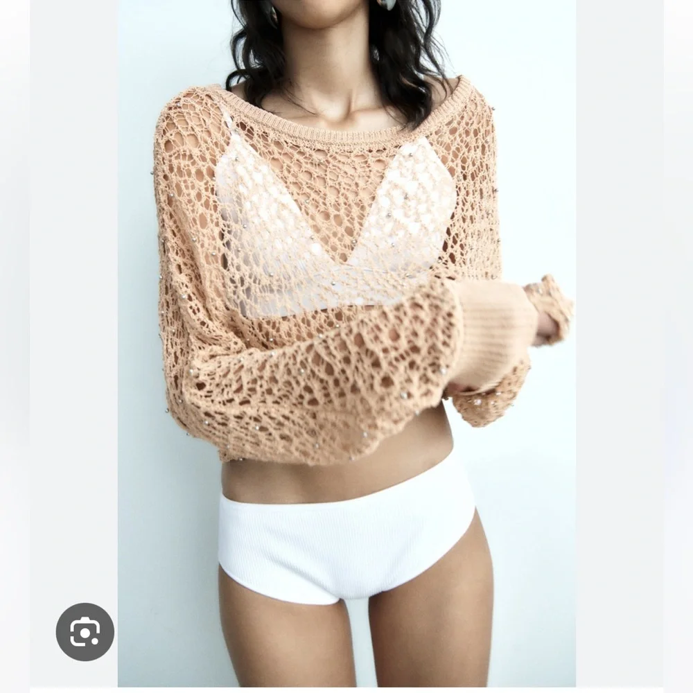 ZARA POMPOM KNIT TOP